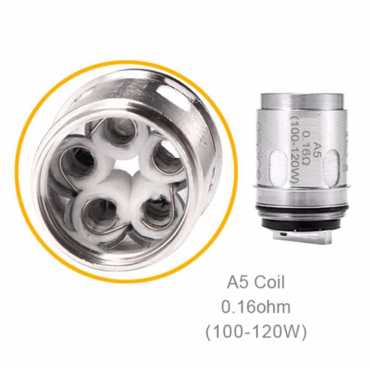 Résistance Athos A5 Aspire 0.16 ohm et vue intérieure de ses cinq éléments chauffants
