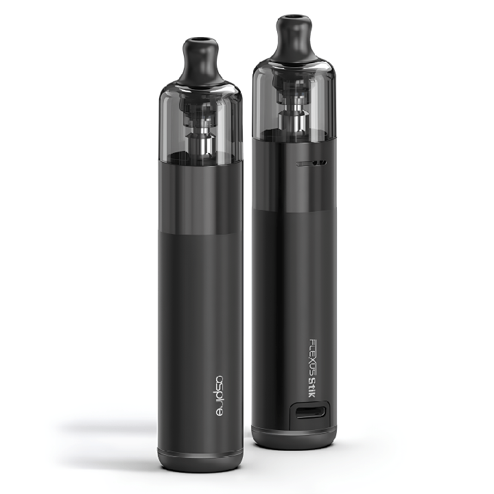 Kit Pod Flexus Stik Aspire coloris Black, vue de face et de dos