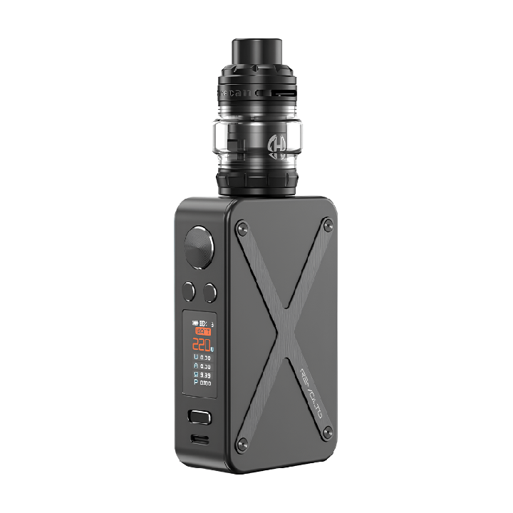 Kit Revolto Aspire coloris Full Black avec clearomiseur Huracan Tank, vue de face
