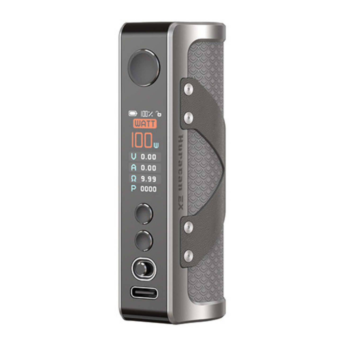 Box Huracan EX Aspire coloris Silver, façade et boutons de réglage