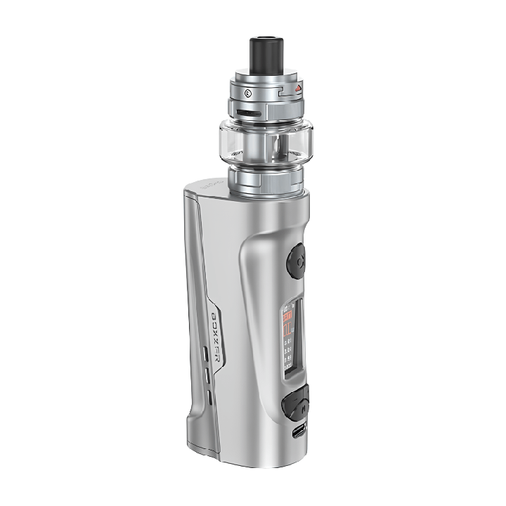 Kit Boxxer Aspire coloris Silver avec son clearomiseur AF Tank, vue de face