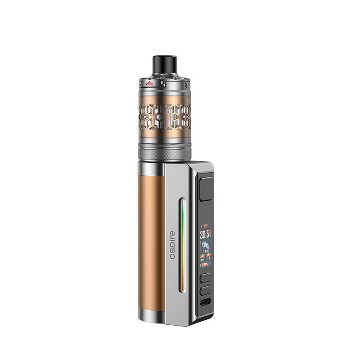 Kit Zelos M80 Aspire coloris Silver & Gold, panneau et clearomiseur dorés