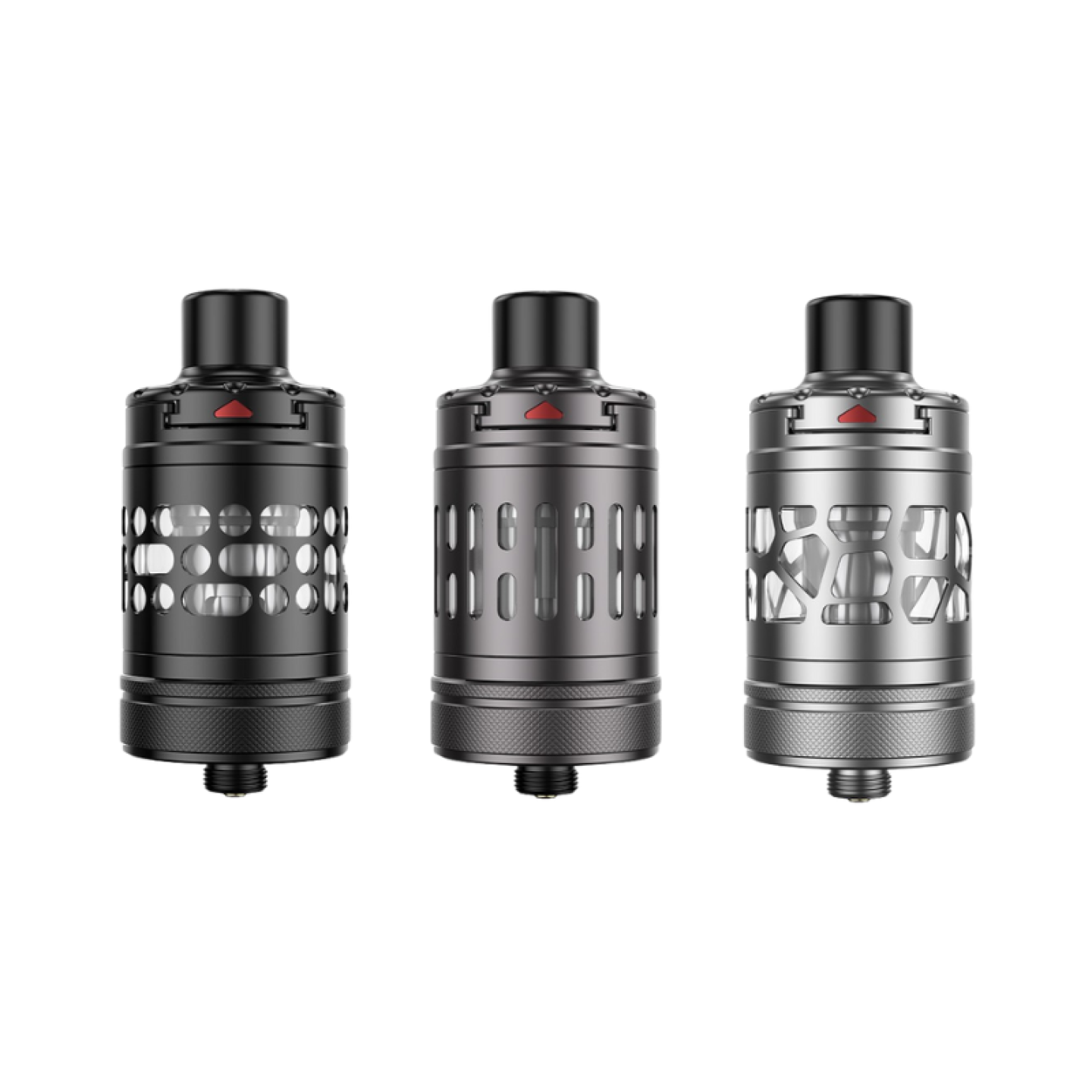 Nautilus 3SR Aspire en Black, Gunmetal et Silver côte à côte