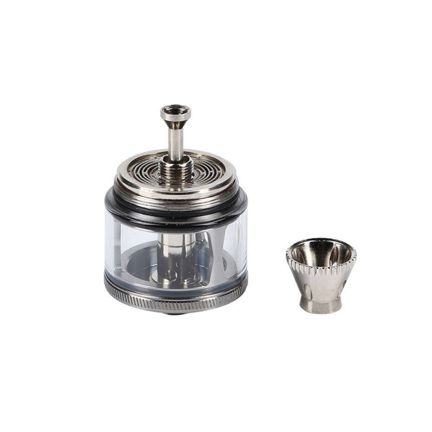 Revvo Aspire démonté : réservoir en verre, cheminée et drip tip