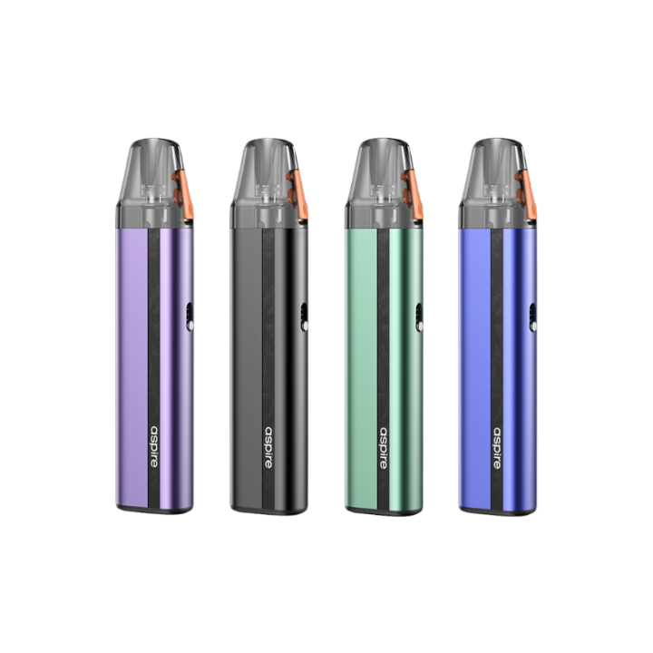 Les quatre coloris du kit pod Flexus SE Aspire côte à côte