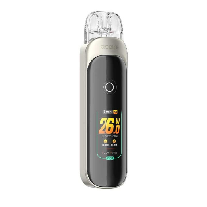 Kit Pod Pixo Aspire coloris Beige, vue de face avec écran allumé