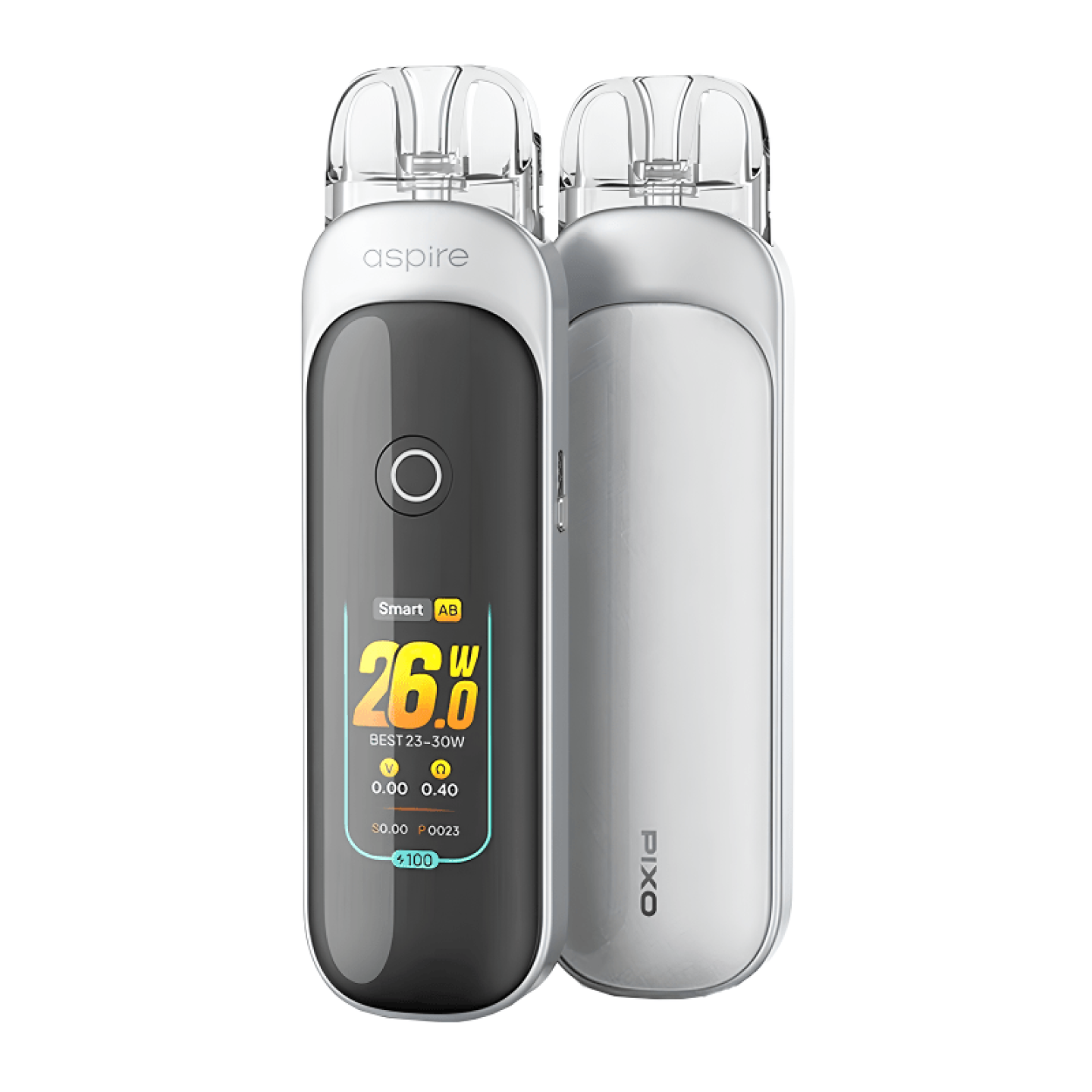 Pixo Aspire gris métal clair, écran tactile et dos du boîtier
