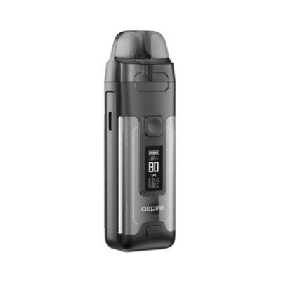 Kit Pod Veynom Air Aspire coloris Carbon Black, vue de trois quarts avec écran