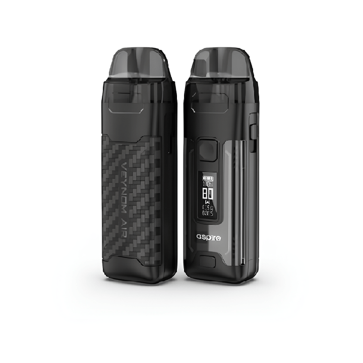 Veynom Air Aspire Carbon Black vu de dos et de face, dos à motif carbone