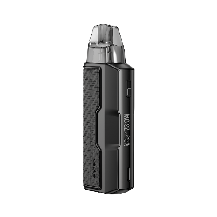 Kit Pod Pulz Pro Aspire coloris Black, vue de trois quarts avec écran