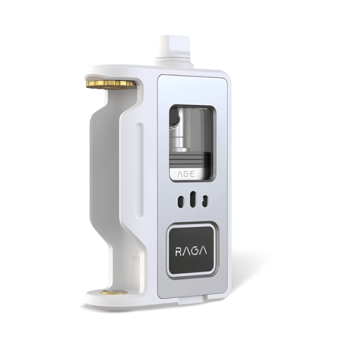 Kit Raga AIO Aspire coloris White, vue de trois quarts avec la fenêtre de l'AGE RBA