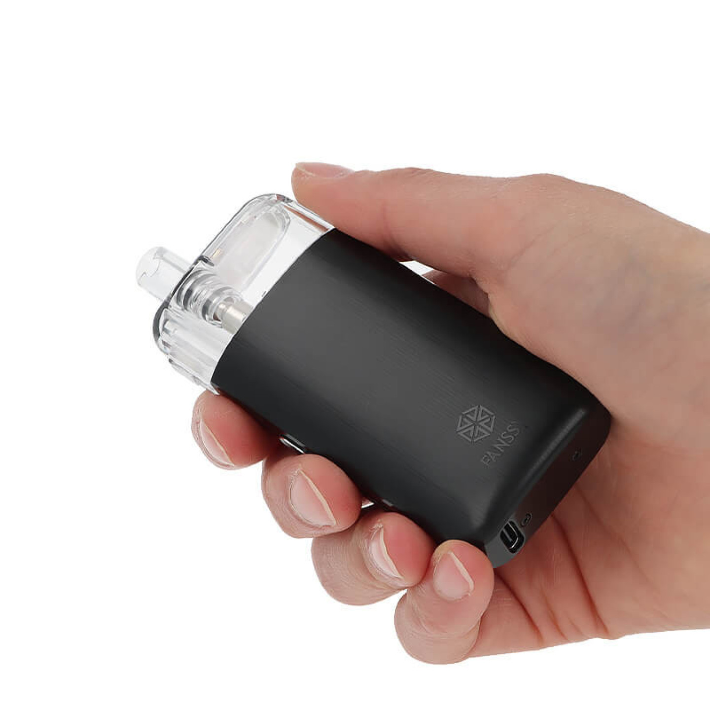 Pod Fanssy Aspire tenu en main, format plat et compact