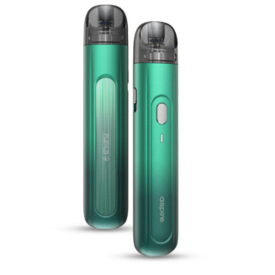 Kit Pod Flexus Q Aspire coloris Green Fade, vues de face et de dos
