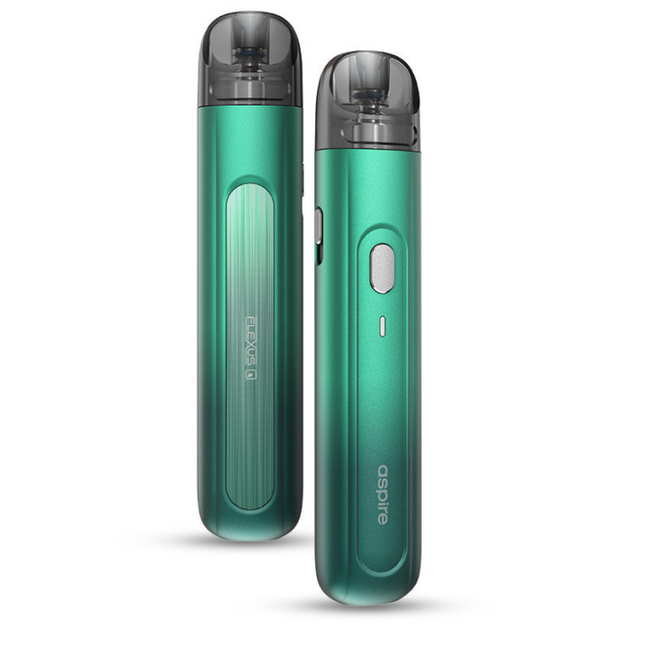 Kit Pod Flexus Q Aspire coloris Green Fade, vues de face et de dos