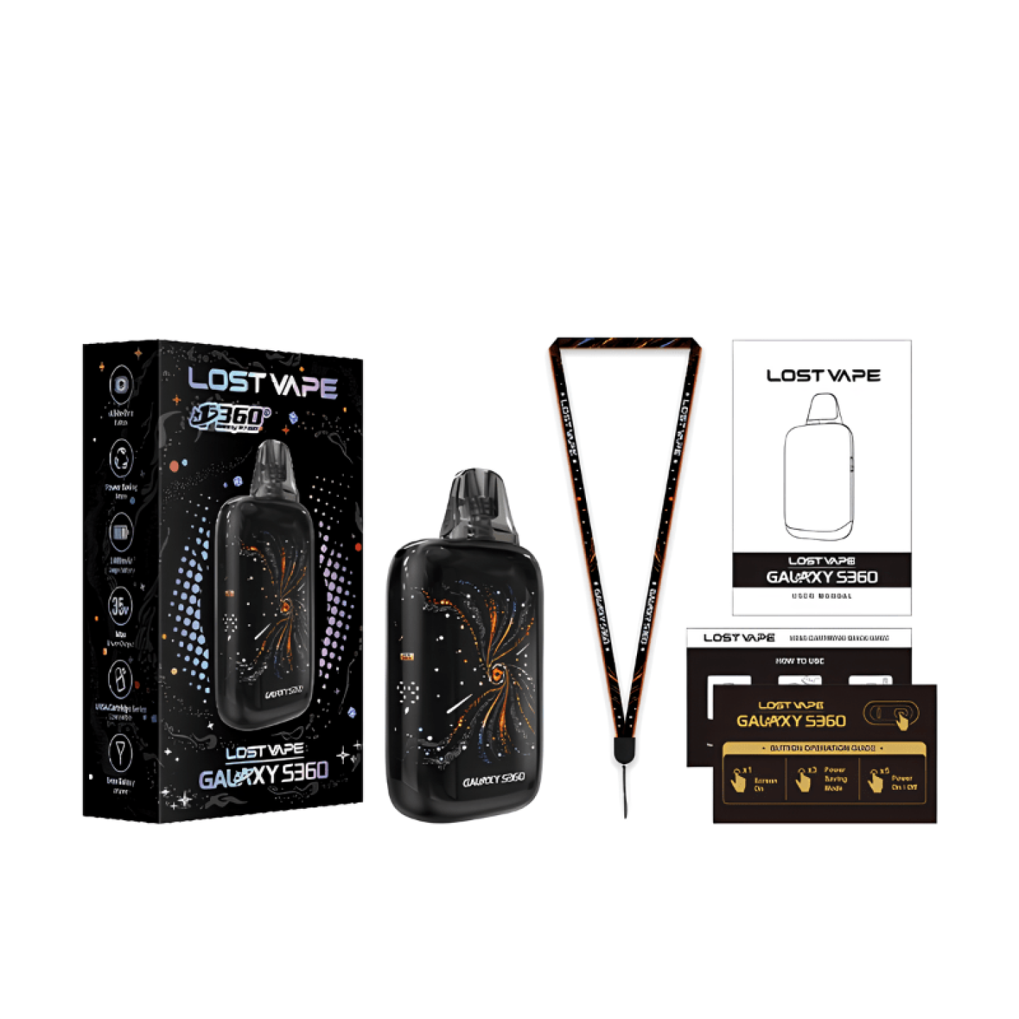 Kit Pod Galaxy S360 Lost Vape, gamme de coloris