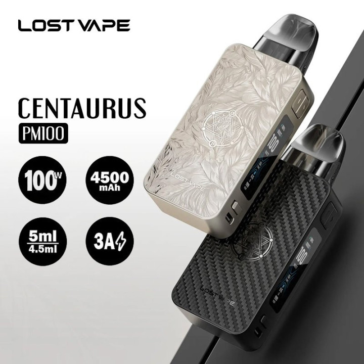 Kit Pod Centaurus PM100 Lost Vape, écran et boutons
