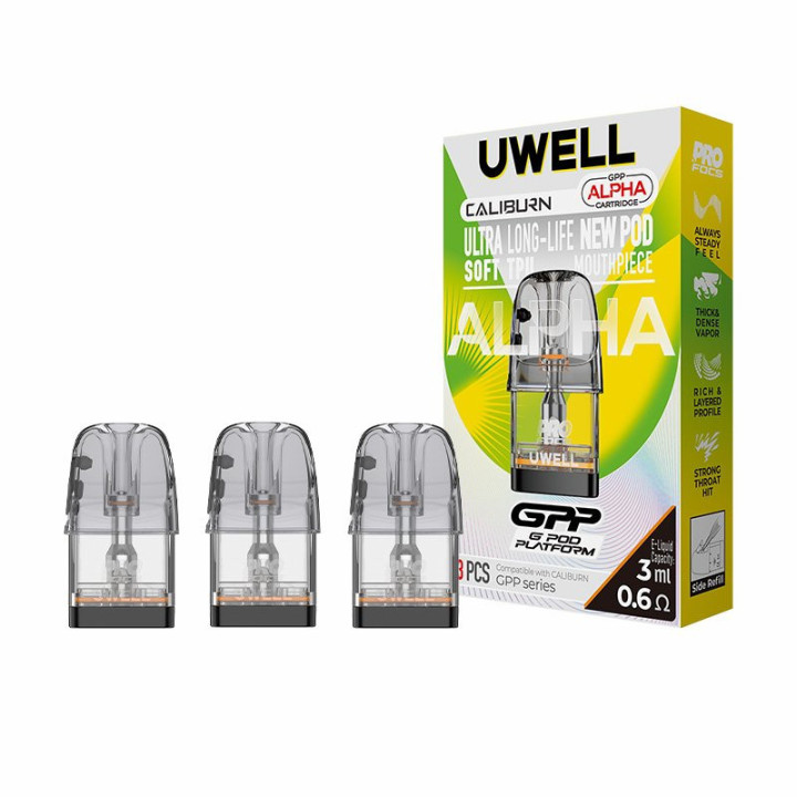 Cartouches GPP Alpha Uwell, packaging vu de dos