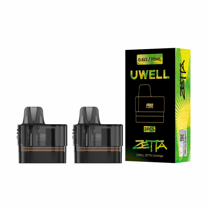 Cartouches Zetta Uwell, lot de 2 dans son emballage