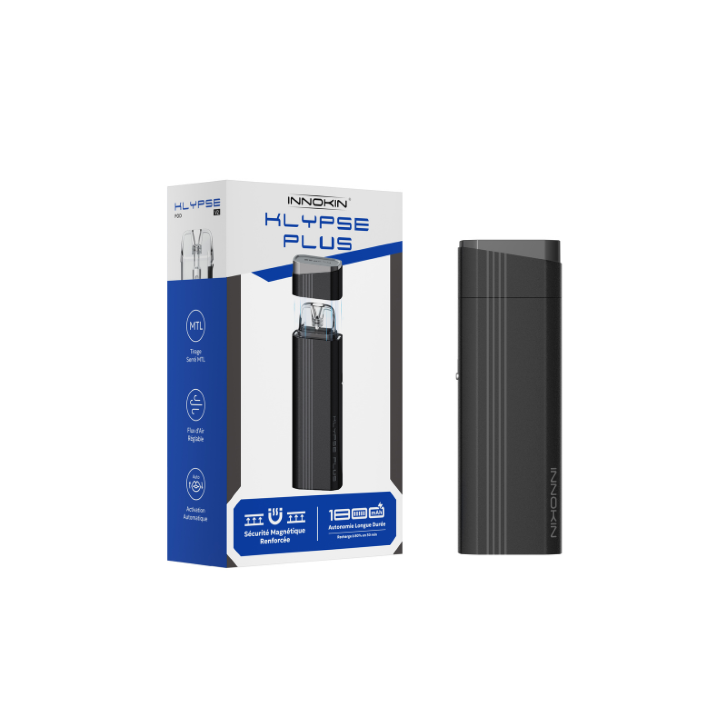 Kit Pod Klypse Plus Innokin coloris Midnight Black, vue de profil