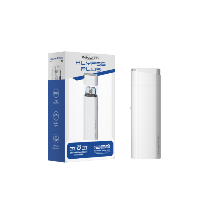 Kit Pod Klypse Plus Innokin coloris Pearl White, vue de trois quarts