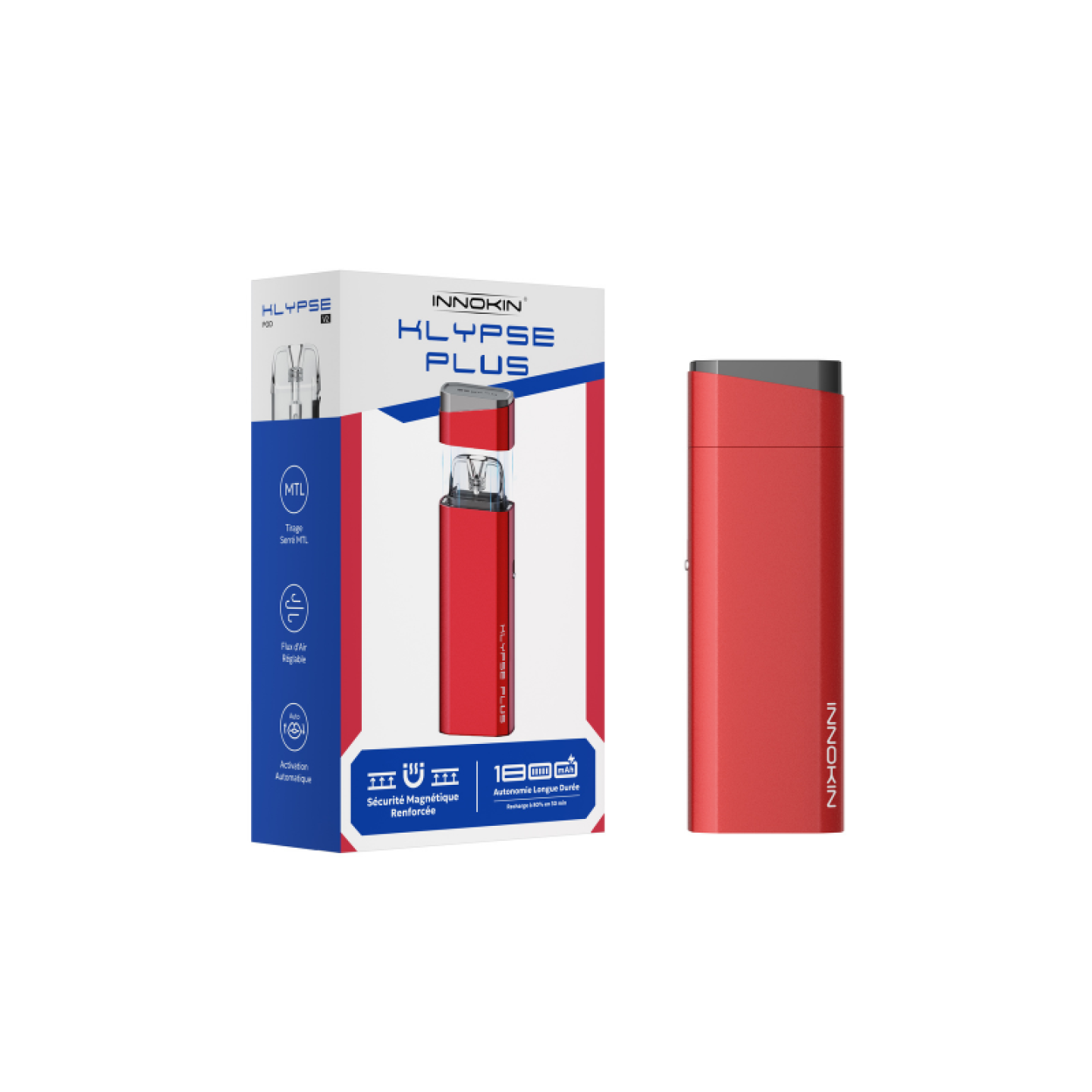 Kit Pod Klypse Plus Innokin coloris Ruby Red, vue de profil