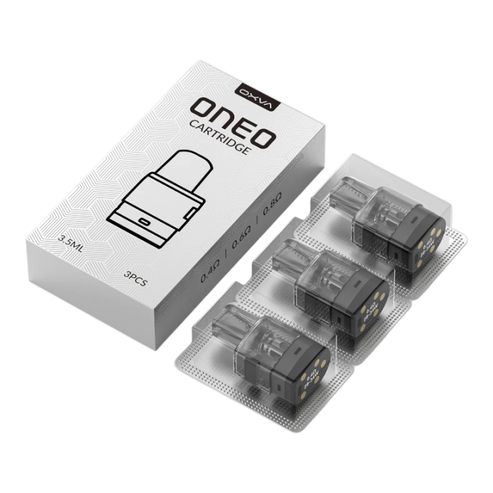Cartouches Oneo x3 OXVA résistance 0.8 ohm et son emballage
