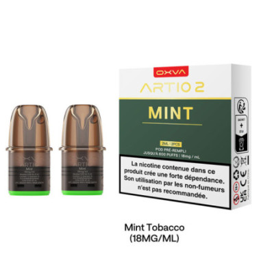 Cartouches Artio 2 Mint OXVA, packaging du pack de 2