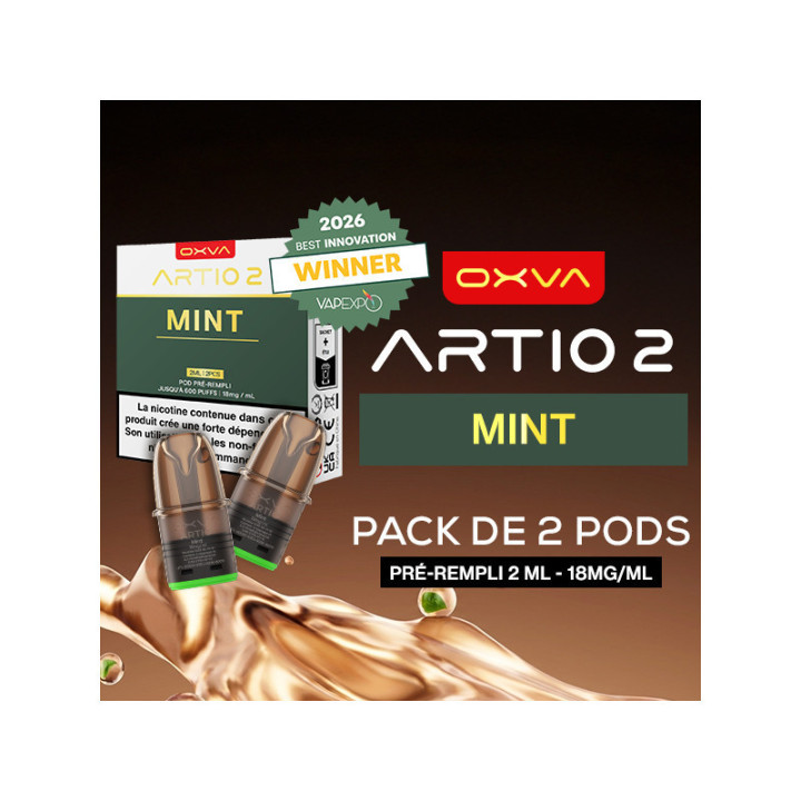 Cartouches Artio 2 Mint OXVA, cartouches hors emballage