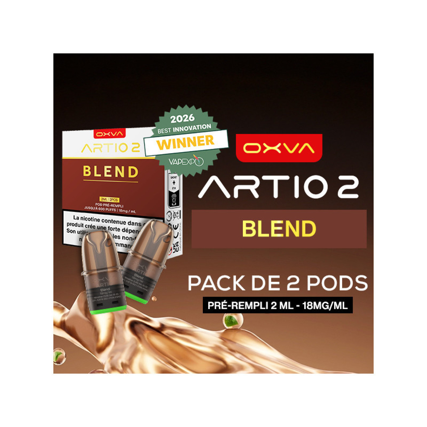 Cartouches Artio 2 Blend OXVA, cartouches hors emballage