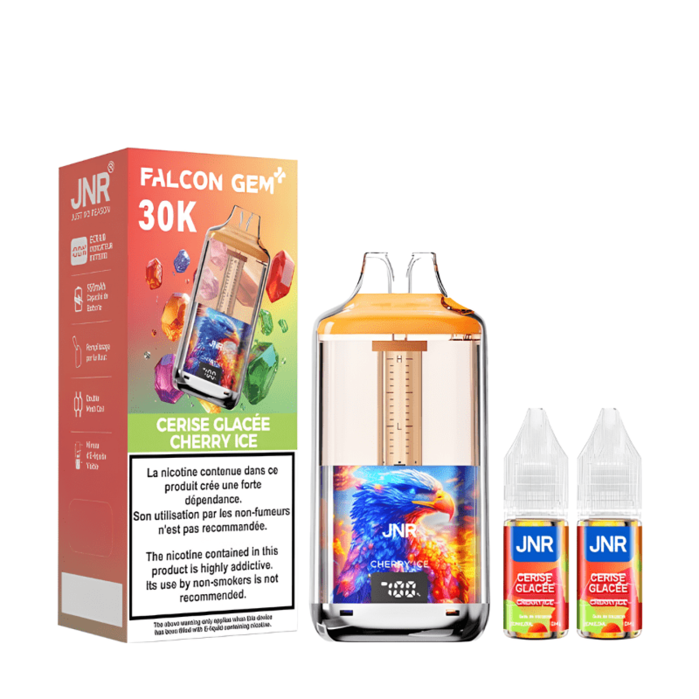 Puff 30K Falcom Gem+ 20mg - JNR - Cherry Ice - BYCLOPE