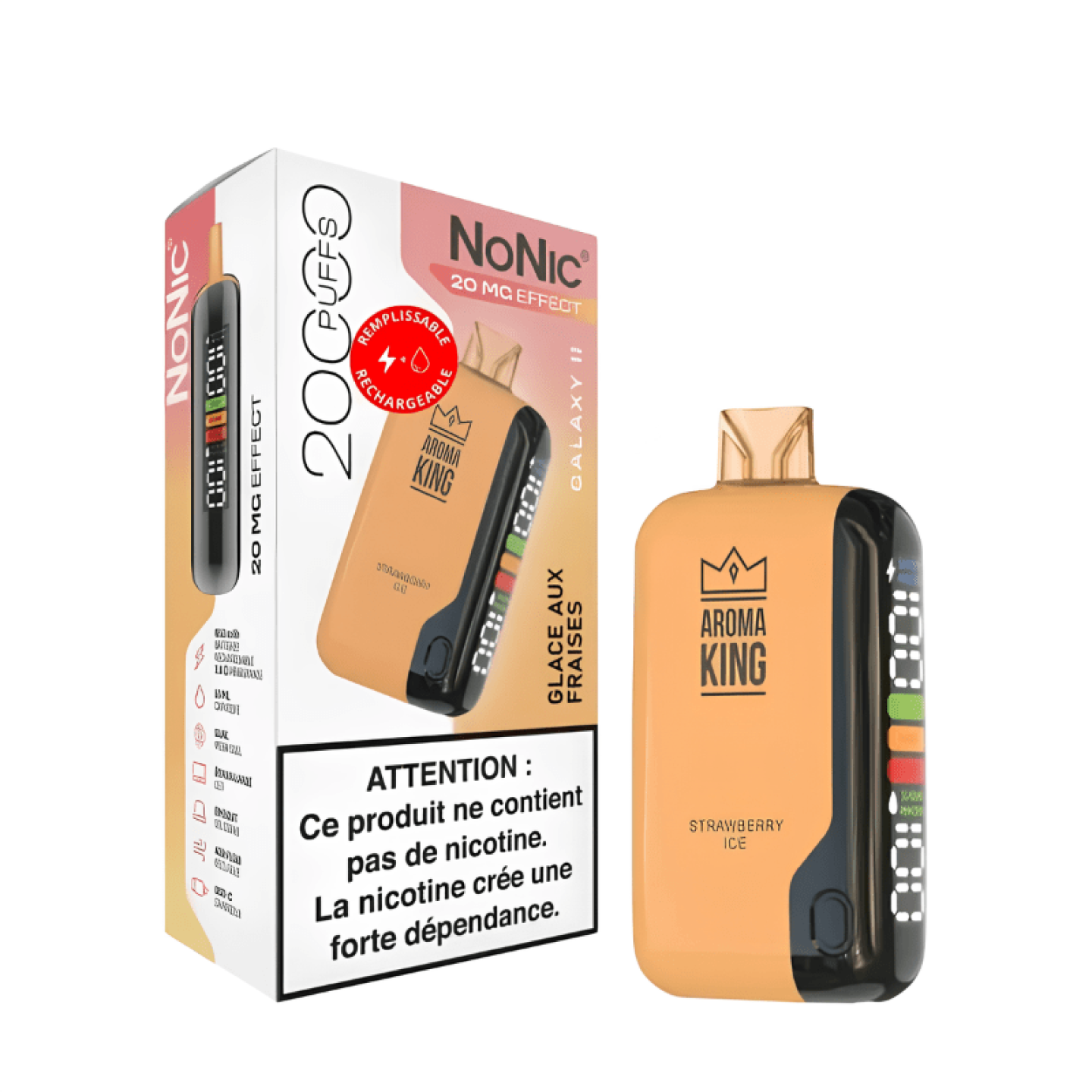 Puff NoNic Galaxy II 20000 Fraise Givrée - Aroma King - BYCLOPE