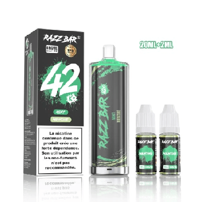 Puff rechargeable Shisha DL 42K 850mAh 20ml + 2ml 6mg - Razzbar - BYCLOPE