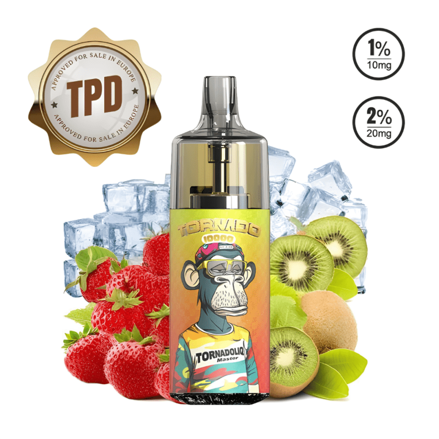Puff 10000 TPD Europe Strawberry Kiwi Ice 20mg - Tornado - BYCLOPE