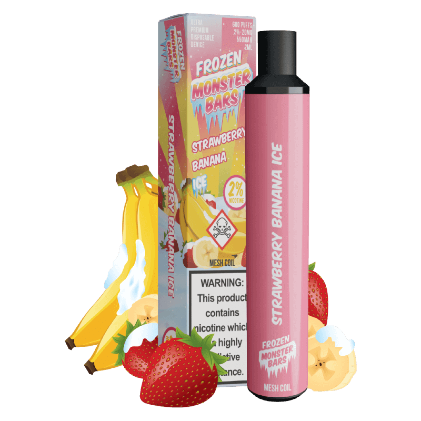 Puff 600 Strawberry Banana Frozen Fruit Monster - Monster Bars - BYCLOPE