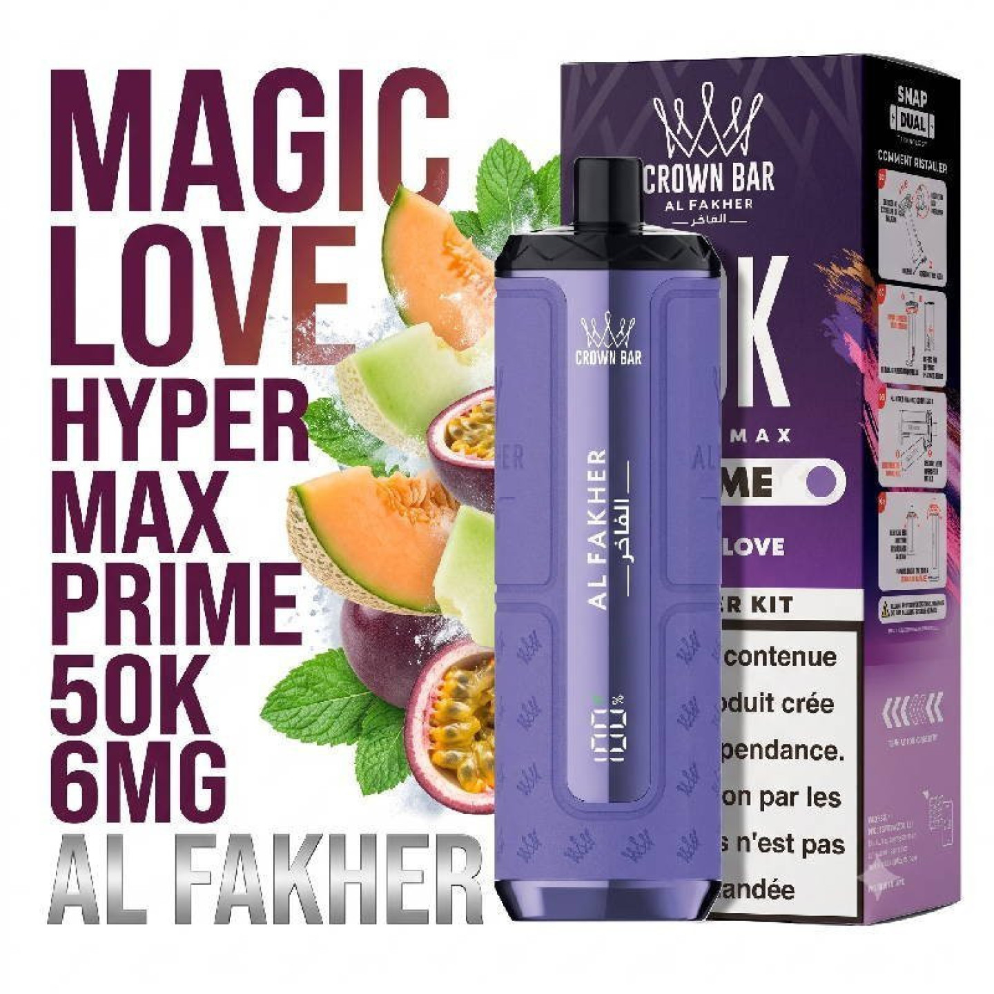 Cartouches Hypermax Prime 50K 2x10ml - Crown Bar by Al Fakher - BYCLOPE