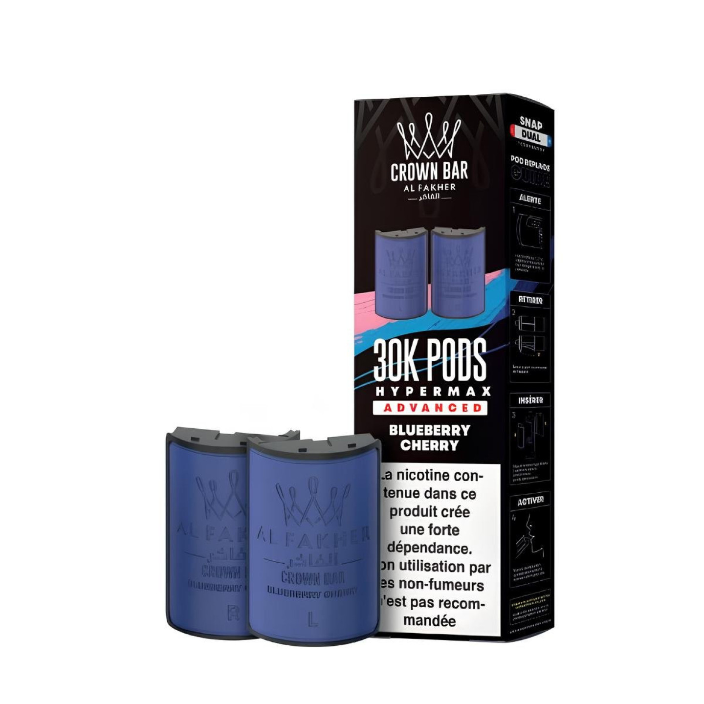 CARTOUCHES PRÉ-REMPLIES HYPER MAX ADVANCED 30K 6MG 10+10ML (2PCS) - CROWN BAR BY AL FAKHER - BYCLOPE