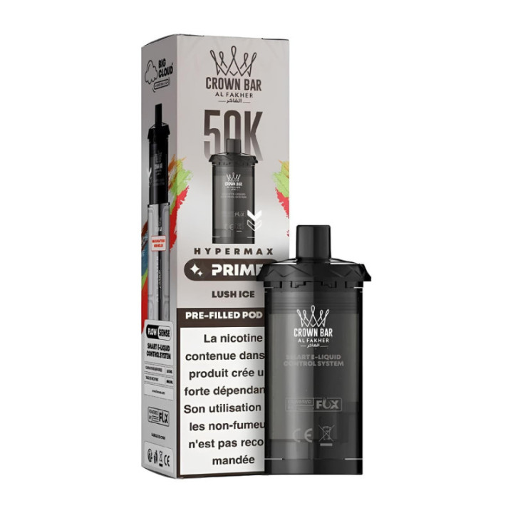 Cartouches Pré-remplies Hyper Max Advanced 50K 6mg - Crown Bar by Al Fakher - 2 pcs 10+10ml - BYCLOPE