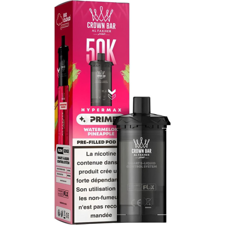 Cartouches Pré-remplies Hyper Max Advanced 50K 6mg - Crown Bar by Al Fakher - 2 pcs 10+10ml - BYCLOPE