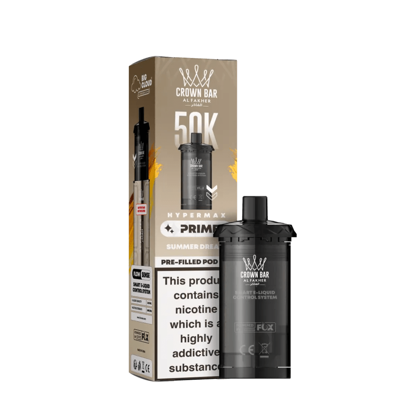 Cartouches Pré-remplies Hyper Max Advanced 50K 6mg - Crown Bar by Al Fakher - 2 pcs 10+10ml - BYCLOPE