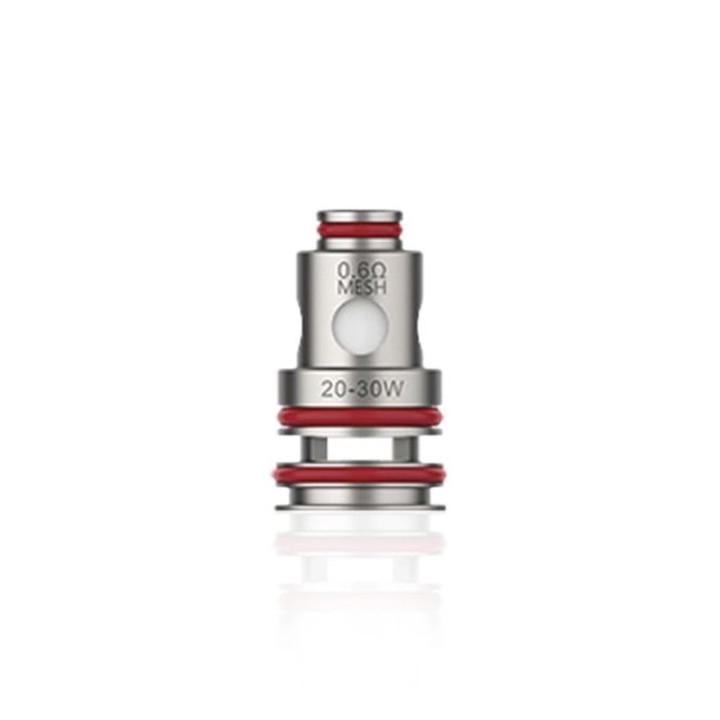 Résistance GTX V2 Vaporesso 0.6 ohm en gros plan, plage de puissance gravée