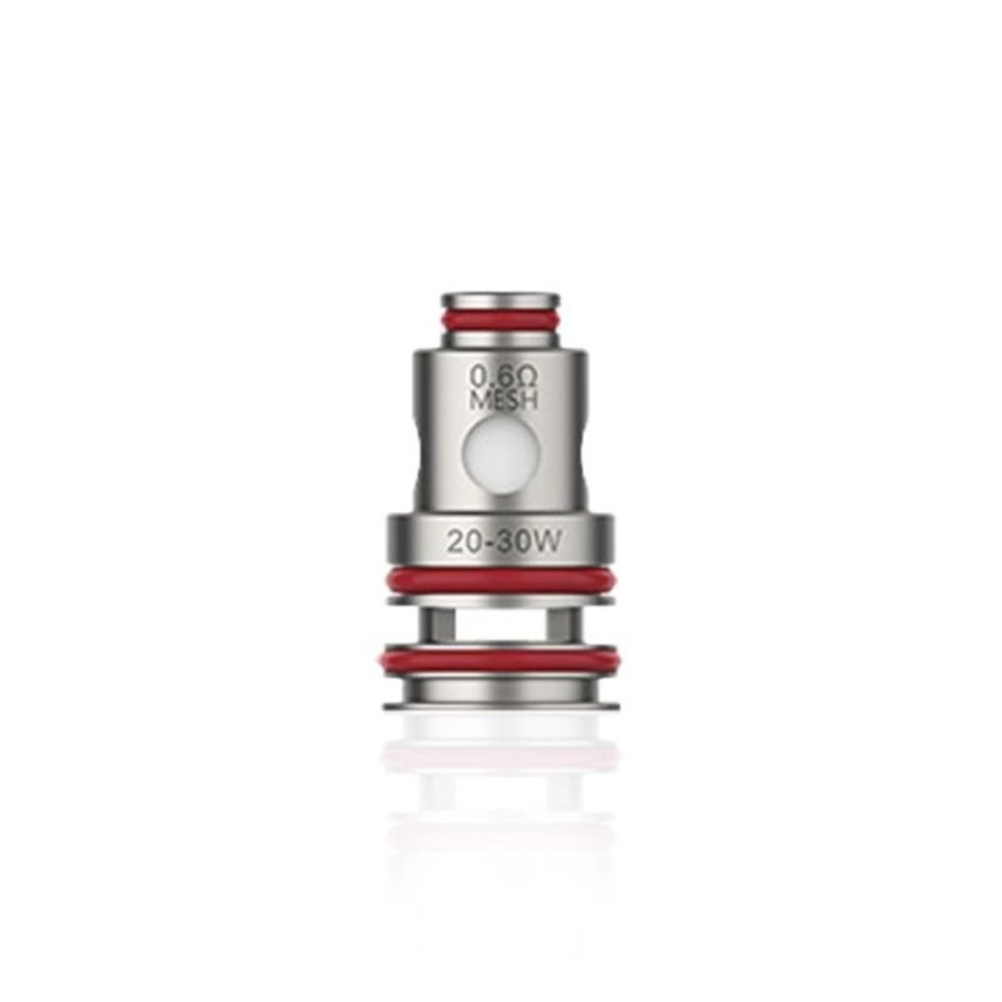 Résistance GTX V2 Vaporesso 0.6 ohm en gros plan, plage de puissance gravée