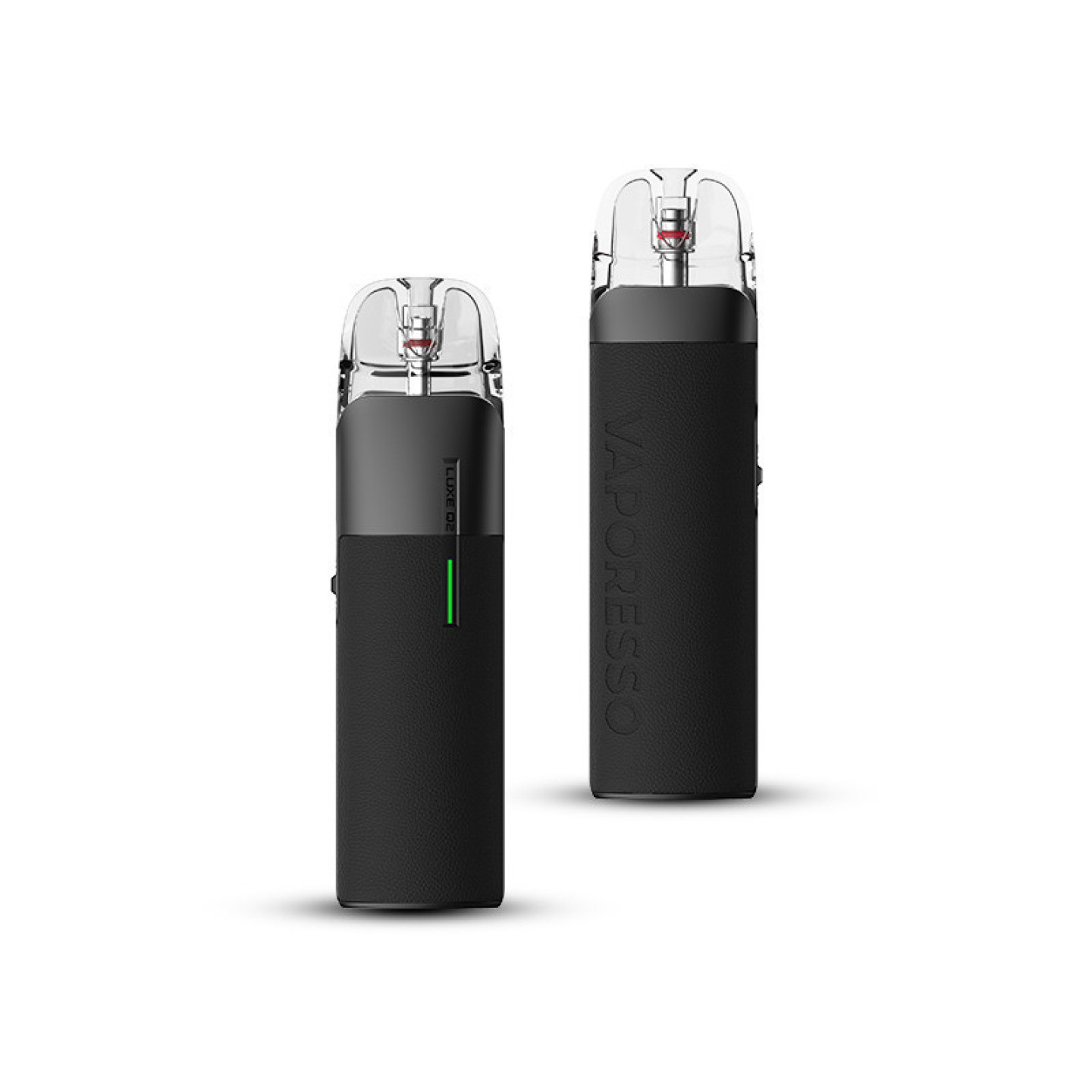 Kit Pod Luxe Q2 Vaporesso coloris Black, vue de face et de profil