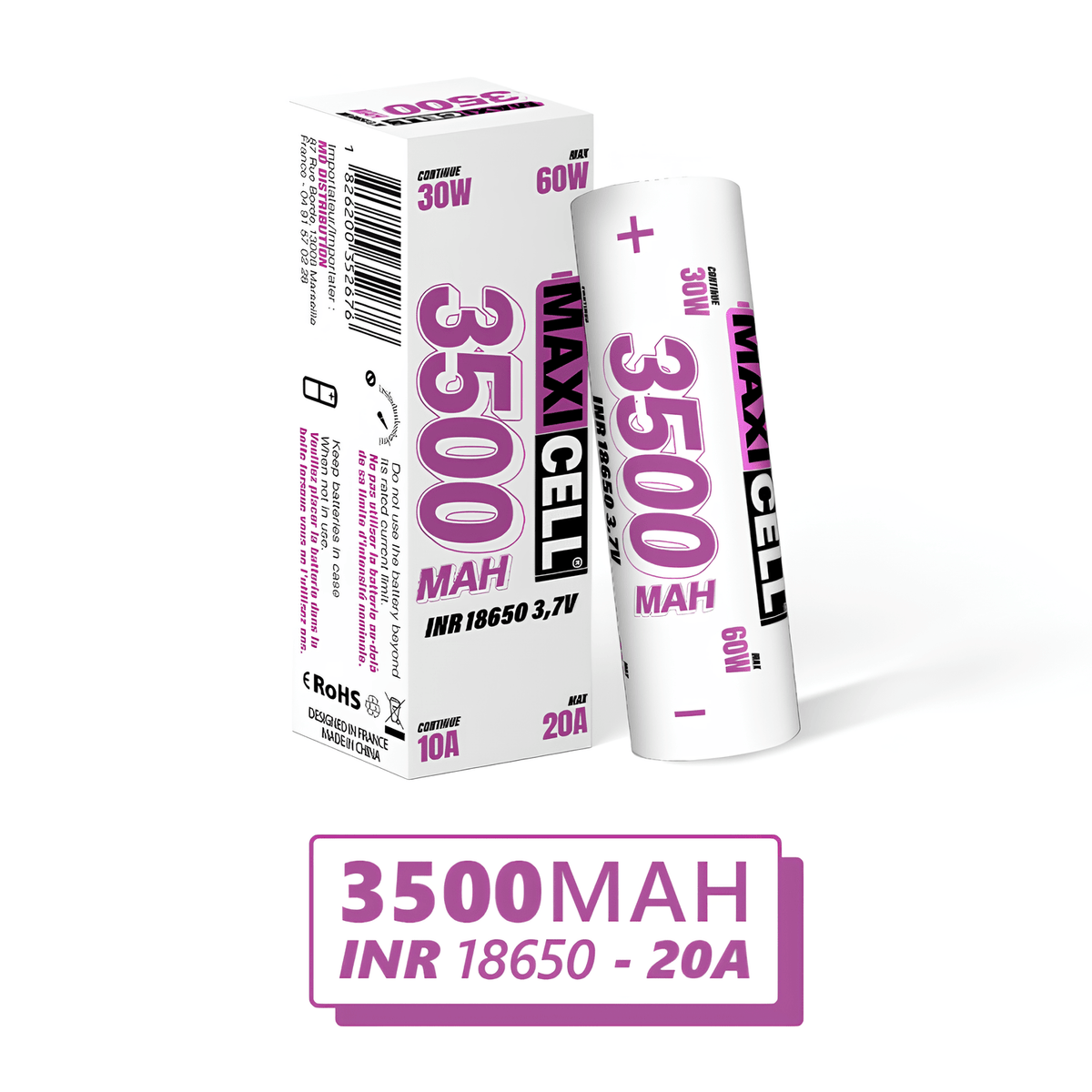 ACCUS MAXICELL - 3500 MAH INR 18650 - 20A - BYCLOPE