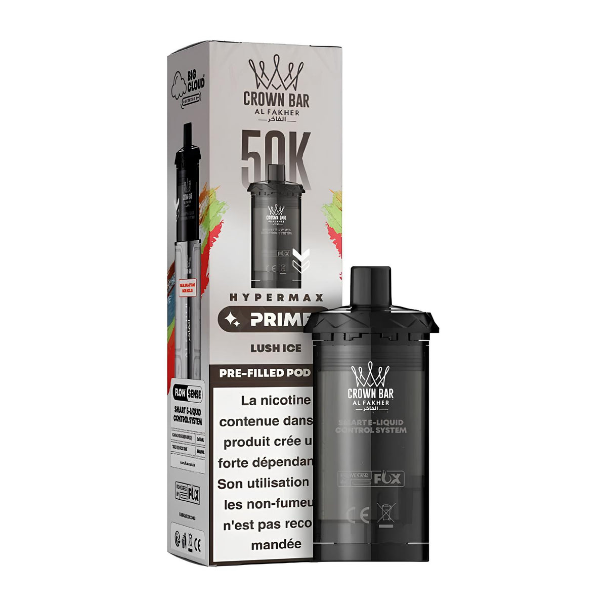 Cartouches Pré-remplies Hyper Max Advanced 50K 6mg - Crown Bar by Al Fakher - 2 pcs 10+10ml