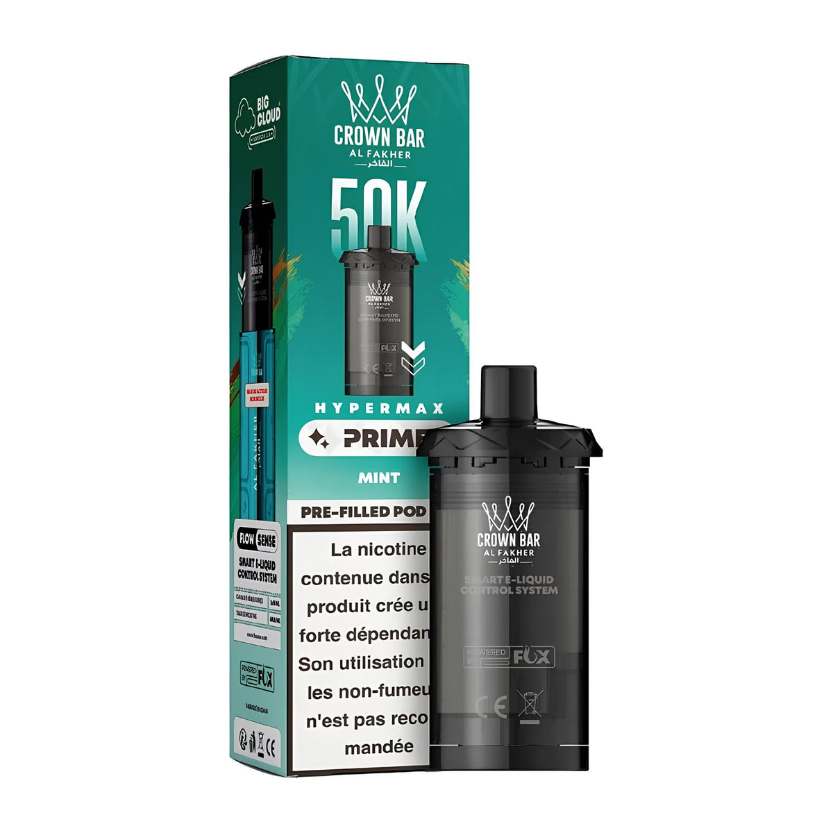 Cartouches Pré-remplies Hyper Max Advanced 50K 6mg - Crown Bar by Al Fakher - 2 pcs 10+10ml
