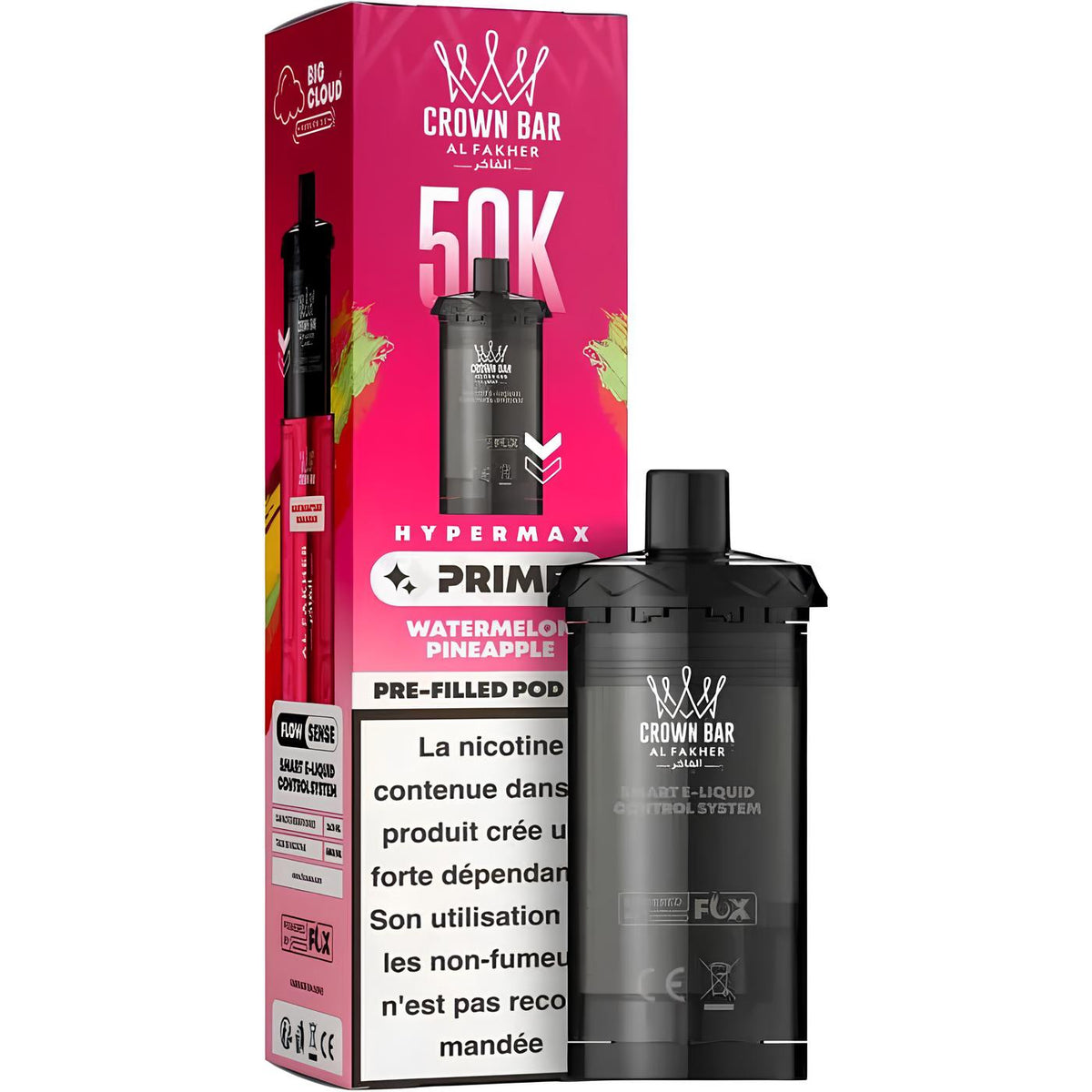 Cartouches Pré-remplies Hyper Max Advanced 50K 6mg - Crown Bar by Al Fakher - 2 pcs 10+10ml