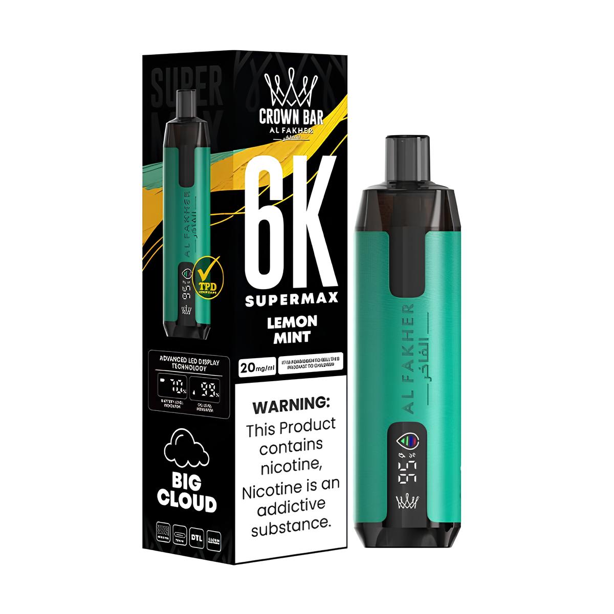 Puff Supermax 6K 20mg - Crown Bar by Al Fakher - Lemon Mint
