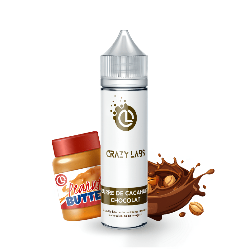 E - Liquide Beurre De Cacahuete Chocolat 50ml - Crazy Labs - BYCLOPE