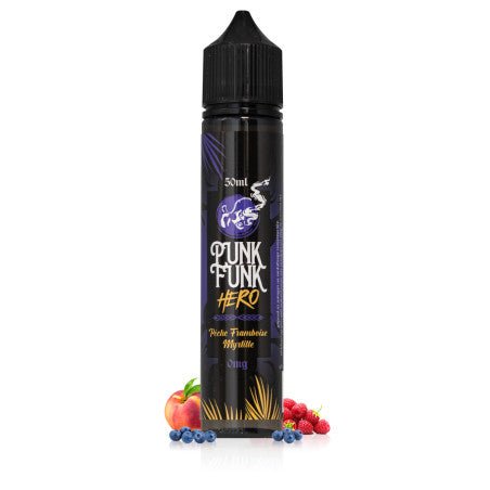 E-liquide Pêche Framboise Myrtille 50ml - Punk Funk Hero - BYCLOPE