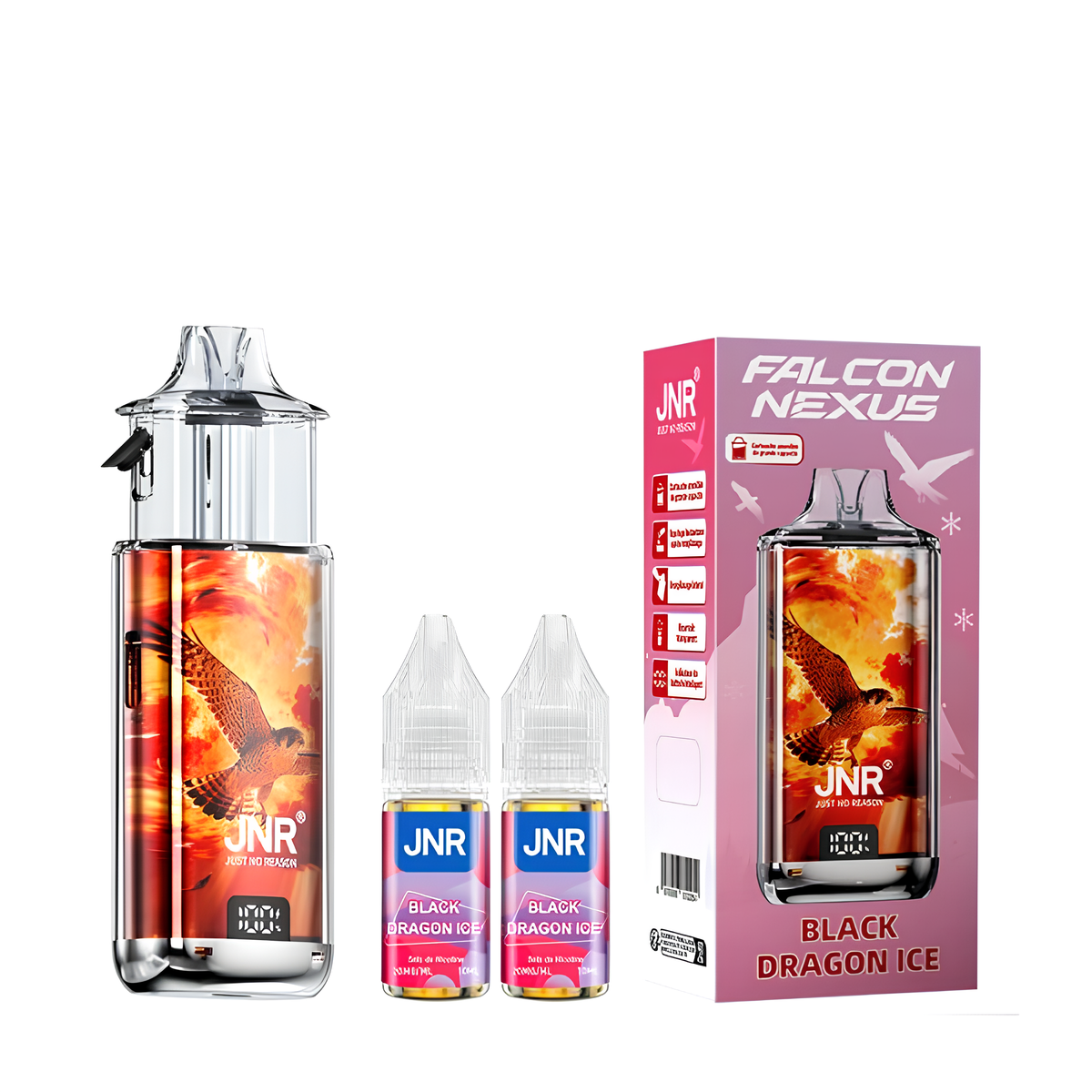 Puff Falcon Nexus 40k + 2 E-liquides 10ml 2% 1000mAh - JNR - Saveur : Black Dragon Ice